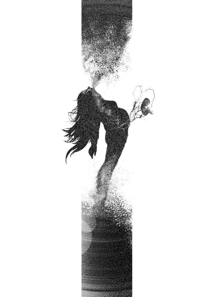 Illustration symbolisant l’élévation spirituelle et l’introspection, explorant conscience humaine, responsabilité et lien à l’enfant intérieur.